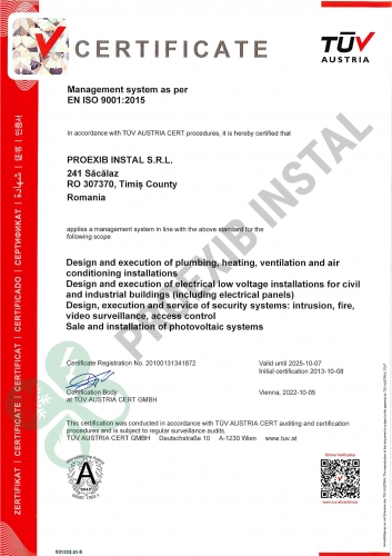 Atestare - Certificare sistem de management conform EN ISO 9001:2015