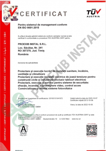 Atestare - Certificare sistem de management conform EN ISO 9001:2015